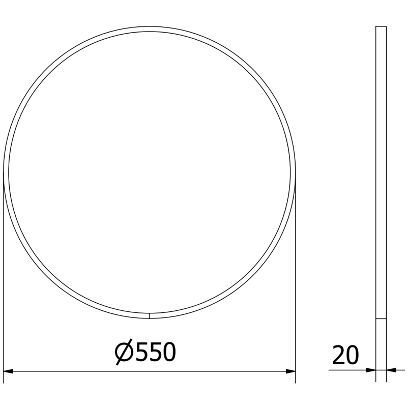 Mexen Loft miroir de salle de bain rond 55 cm, cadre noir - 9850-055-055-000-70