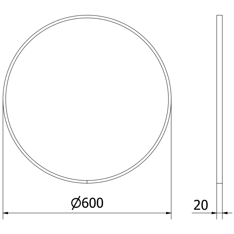 Mexen Loft miroir de salle de bain rond 60 cm, cadre noir - 9850-060-060-000-70