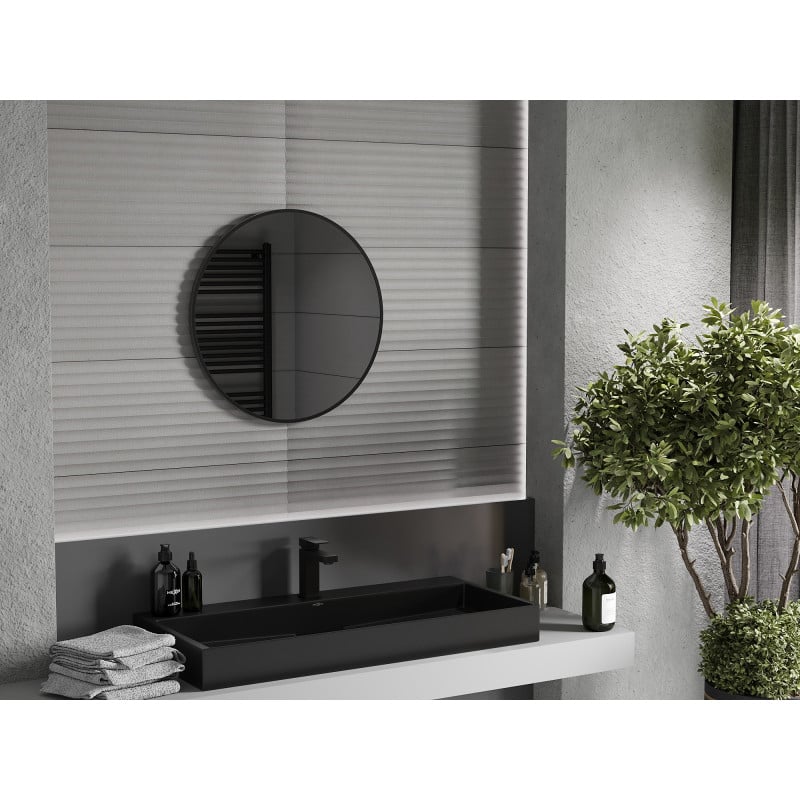 Mexen Loft miroir de salle de bains rond 65 cm, cadre noir - 9850-065-065-000-70
