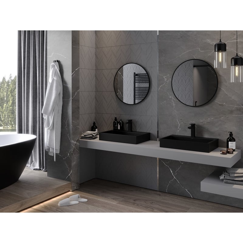 Mexen Loft miroir de salle de bains rond 65 cm, cadre noir - 9850-065-065-000-70