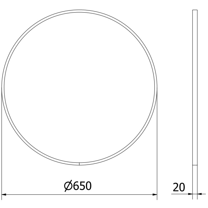 Mexen Loft miroir de salle de bain rond 65 cm, cadre noir - 9850-065-065-000-70