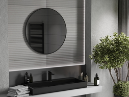 Mexen Loft miroir de salle de bain rond 85 cm, cadre noir - 9850-085-085-000-70