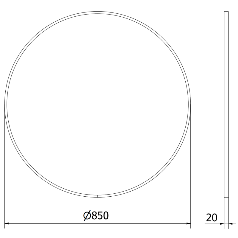 Mexen Loft miroir de salle de bain rond 85 cm, cadre noir - 9850-085-085-000-70