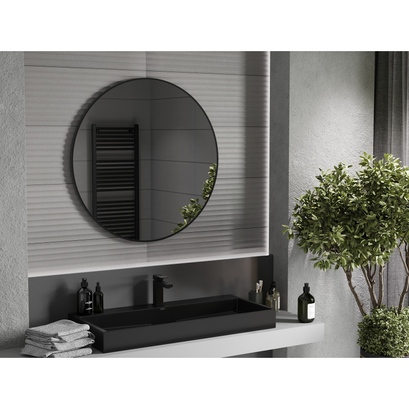 Mexen Loft miroir de salle de bain rond 90 cm, cadre noir - 9850-090-090-000-70