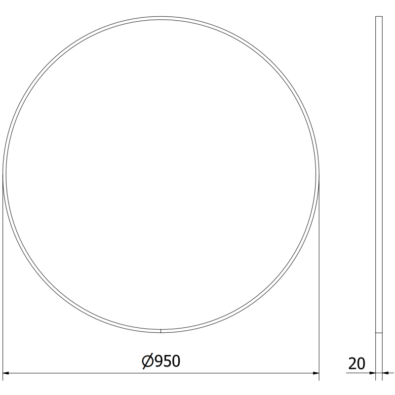 Mexen Loft miroir de salle de bains rond 95 cm, cadre noir - 9850-095-095-000-70