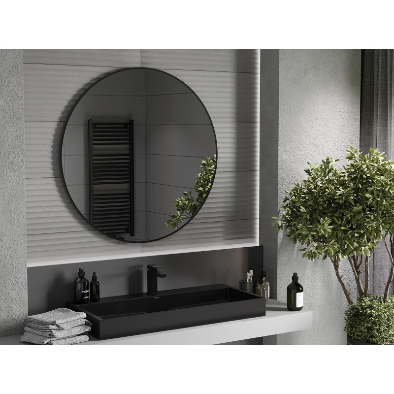 Mexen Loft miroir de salle de bain rond 100 cm, cadre noir - 9850-100-100-000-70