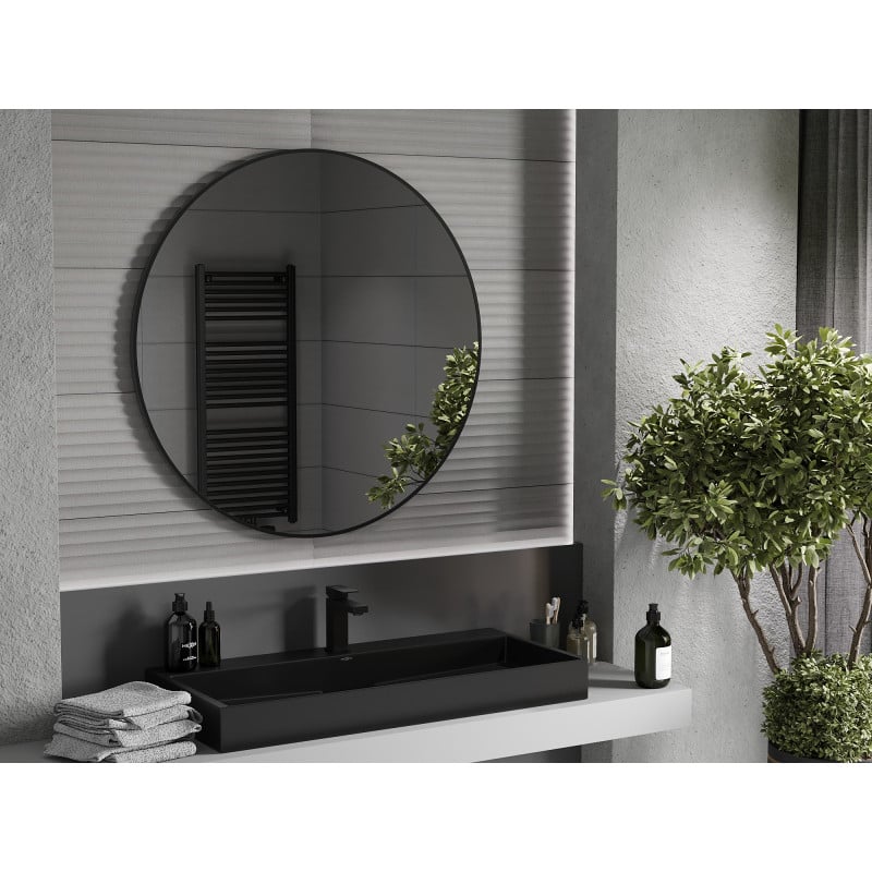 Mexen Loft miroir de salle de bains rond 100 cm, cadre noir - 9850-100-100-000-70
