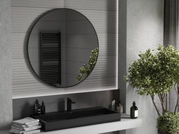 Mexen Loft miroir de salle de bain rond 100 cm, cadre noir - 9850-100-100-000-70