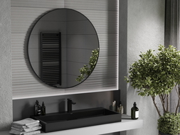 Mexen Loft miroir de salle de bains rond 100 cm, cadre noir - 9850-100-100-000-70