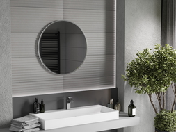 Mexen Loft miroir de salle de bain rond 70 cm, cadre inox - 9850-070-070-000-10