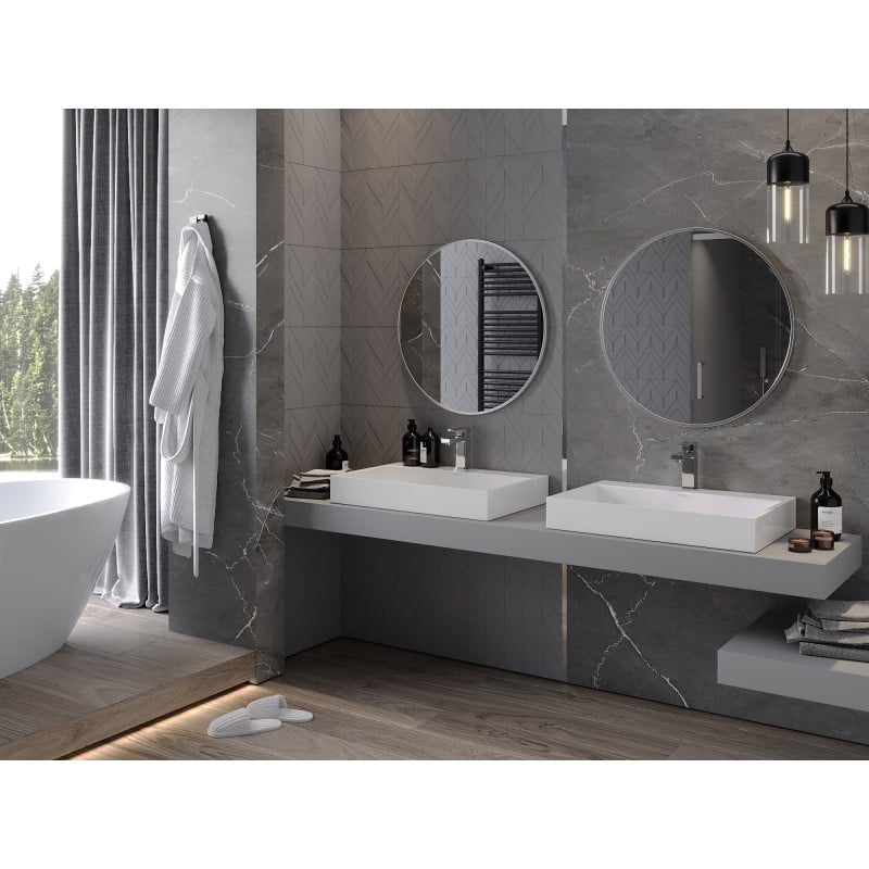 Mexen Loft miroir de salle de bain rond 70 cm, cadre inox - 9850-070-070-000-10