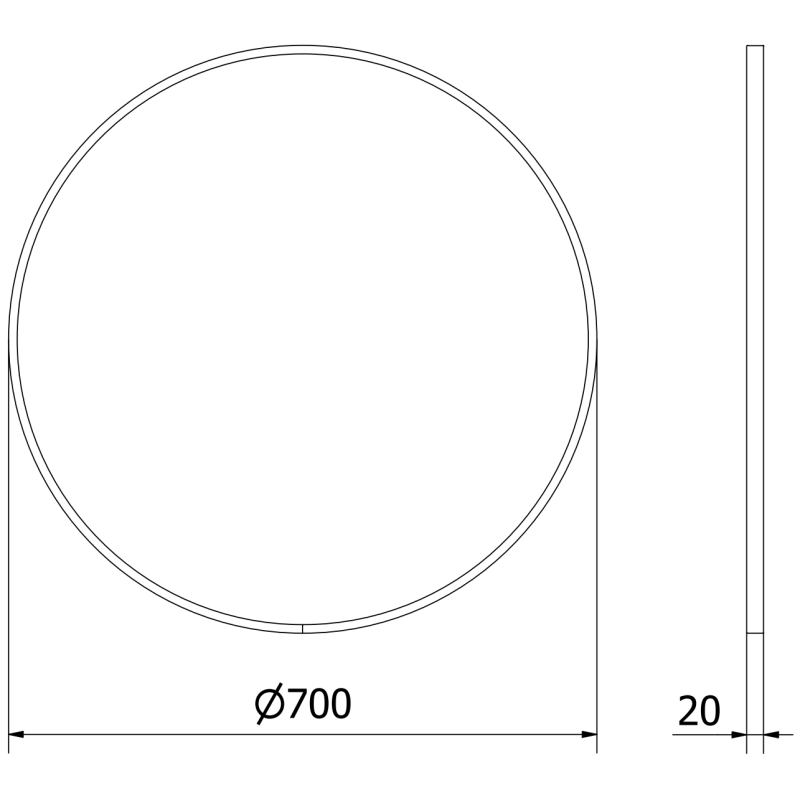 Mexen Loft miroir de salle de bain rond 70 cm, cadre doré - 9850-070-070-000-50