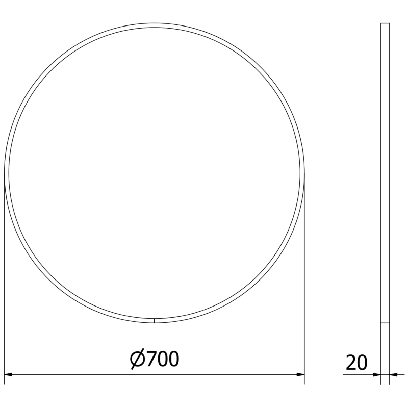 Mexen Loft miroir de salle de bains rond 70 cm, cadre noir - 9850-070-070-000-70