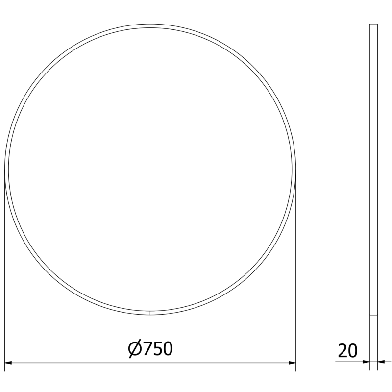 Mexen Loft miroir de salle de bain rond 75 cm, cadre noir - 9850-075-075-000-70