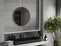 Mexen Loft miroir de salle de bain rond 75 cm, cadre doré - 9850-075-075-000-50