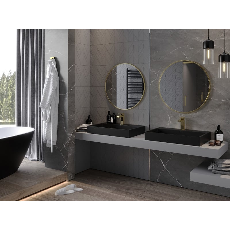 Mexen Loft miroir de salle de bain rond 75 cm, cadre doré - 9850-075-075-000-50