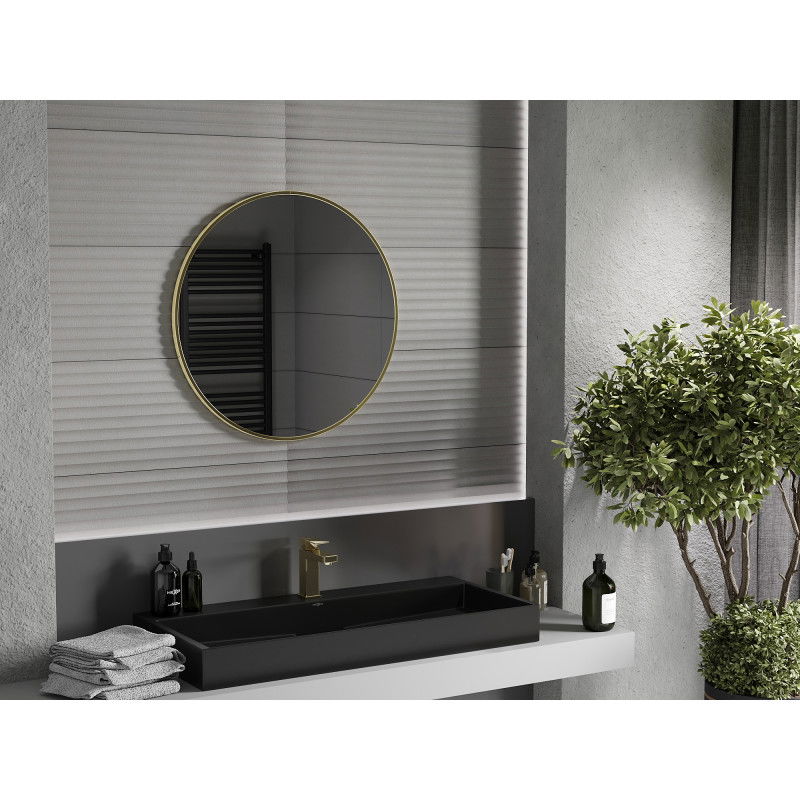 Mexen Loft miroir de salle de bain rond 70 cm, cadre doré - 9850-070-070-000-50