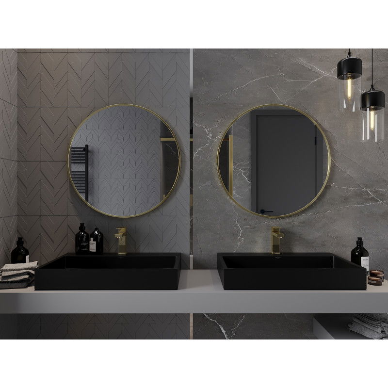 Mexen Loft miroir de salle de bain rond 70 cm, cadre doré - 9850-070-070-000-50