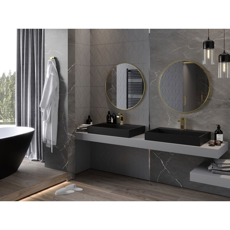 Mexen Loft miroir de salle de bain rond 70 cm, cadre doré - 9850-070-070-000-50