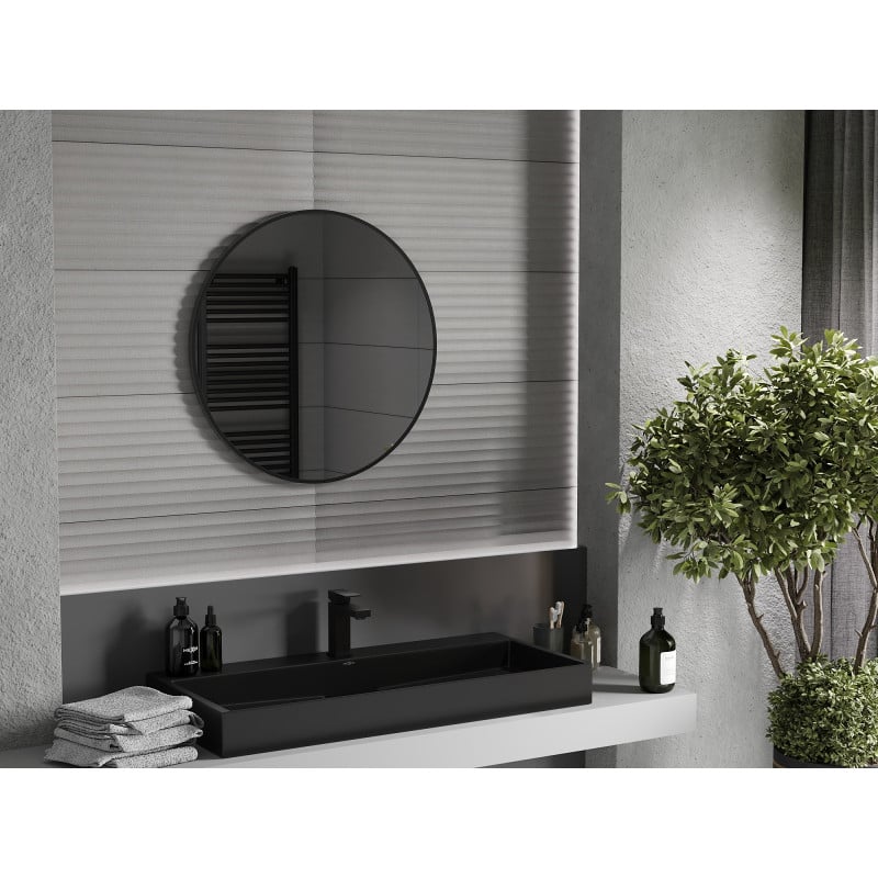 Mexen Loft miroir de salle de bains rond 70 cm, cadre noir - 9850-070-070-000-70