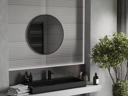 Mexen Loft miroir de salle de bain rond 70 cm, cadre noir - 9850-070-070-000-70