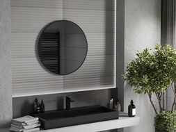 Mexen Loft miroir de salle de bains rond 75 cm, cadre noir - 9850-075-075-000-70