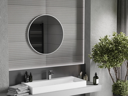 Mexen Loft miroir de salle de bain rond 70 cm, cadre blanc - 9850-070-070-000-20