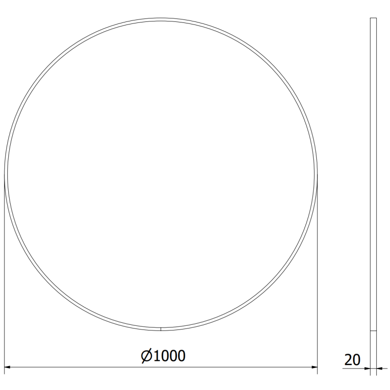 Mexen Loft miroir de salle de bain rond 100 cm, cadre blanc - 9850-100-100-000-20