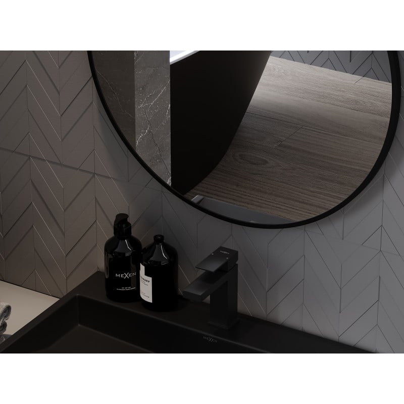 Mexen Loft miroir de salle de bain rond 40 cm, cadre noir - 9850-040-040-000-70