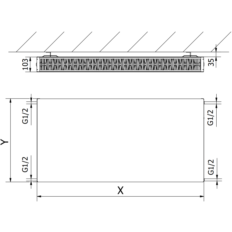Mexen Flat CF22 radiateur plat 600 x 400 mm, raccordement latéral, 633 W, anthracite - W422F-060-040-66