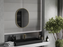 Mexen Loft miroir de salle de bain ovale 70 x 50 cm, cadre doré - 9851-070-050-000-50