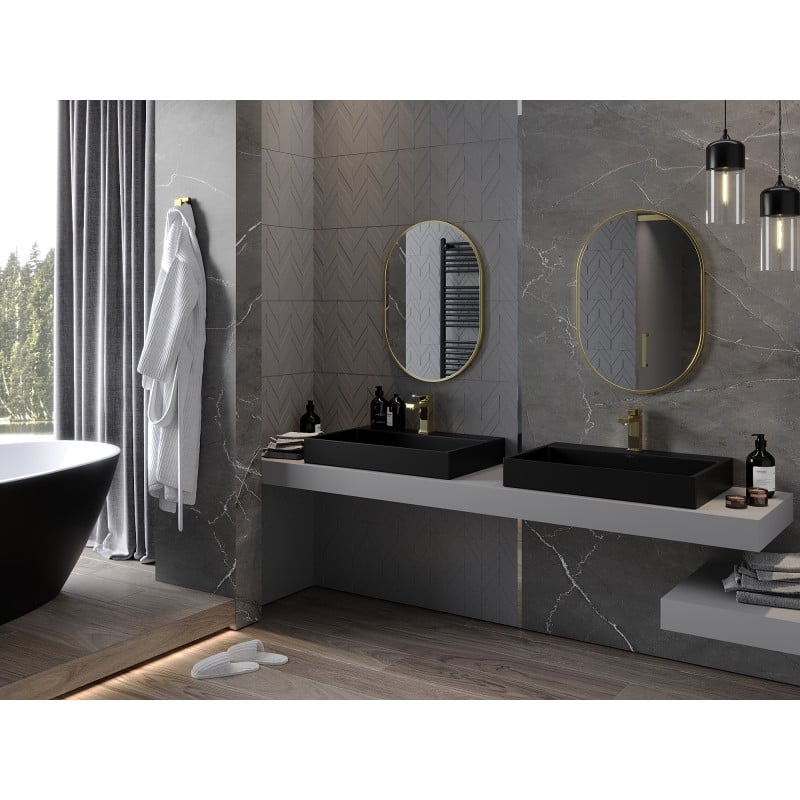 Mexen Loft miroir de salle de bain ovale 70 x 50 cm, cadre doré - 9851-070-050-000-50