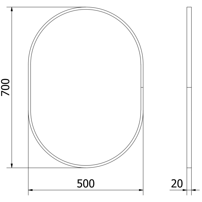 Mexen Loft miroir de salle de bain ovale 70 x 50 cm, cadre doré - 9851-070-050-000-50