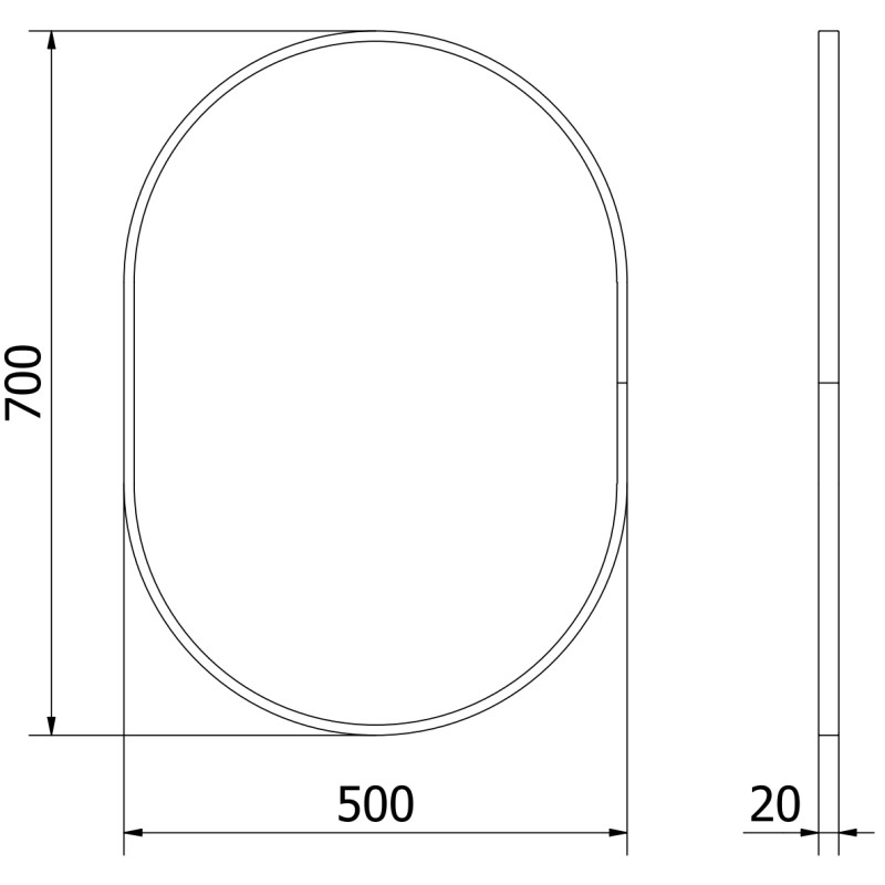 Mexen Loft miroir de salle de bains ovale 70 x 50 cm, cadre doré brossé - 9851-070-050-000-50