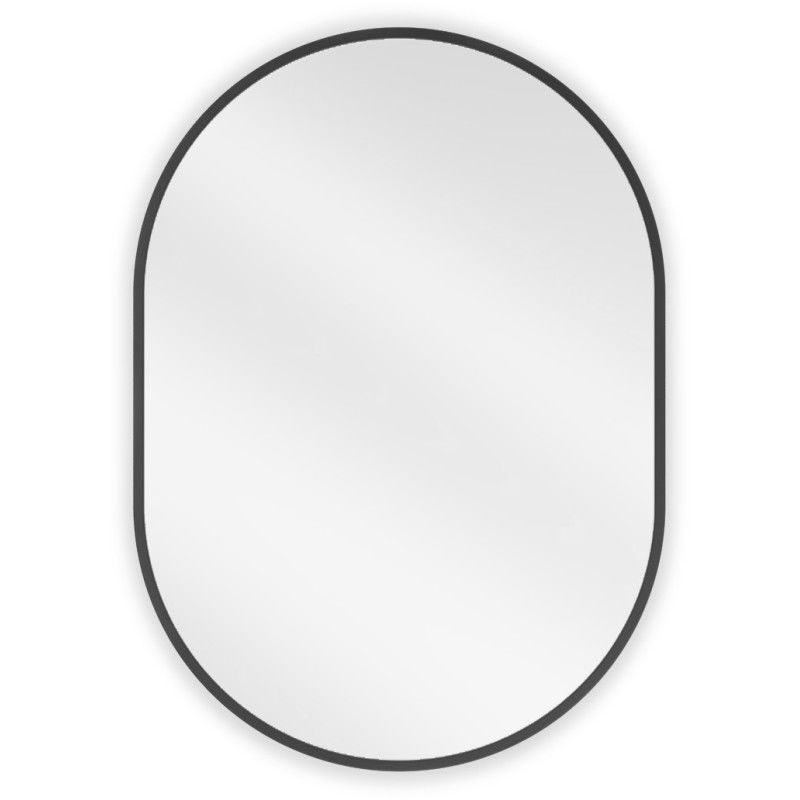 Miroir de salle de bain ovale Mexen Loft 70 x 50 cm, cadre noir - 9851-070-050-000-70