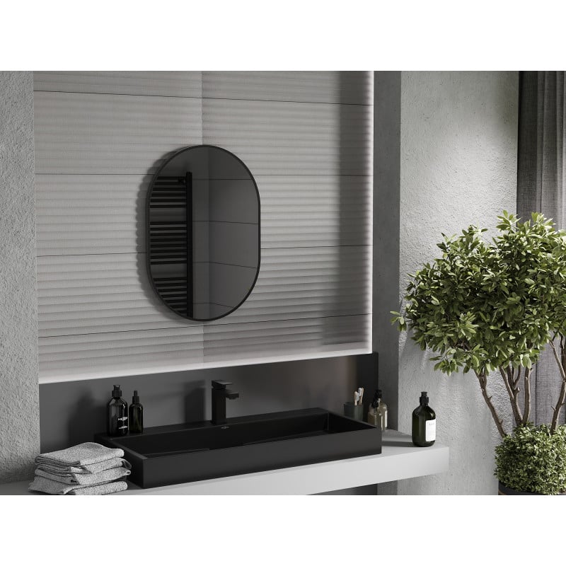 Mexen Loft miroir de salle de bain ovale 70 x 50 cm, cadre noir - 9851-070-050-000-70