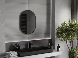 Miroir de salle de bain ovale Mexen Loft 70 x 50 cm, cadre noir - 9851-070-050-000-70