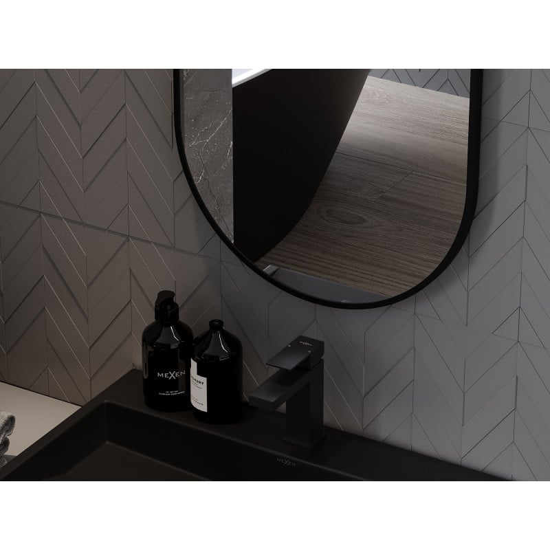 Mexen Loft miroir de salle de bain ovale 70 x 50 cm, cadre noir - 9851-070-050-000-70