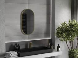 Mexen Loft miroir de salle de bain ovale 75 x 40 cm, cadre doré - 9851-075-040-000-50