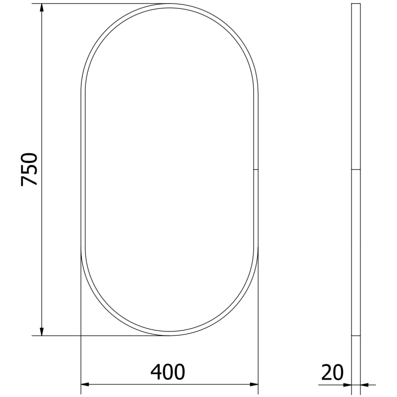 Mexen Loft miroir de salle de bain ovale 75 x 40 cm, cadre doré - 9851-075-040-000-50