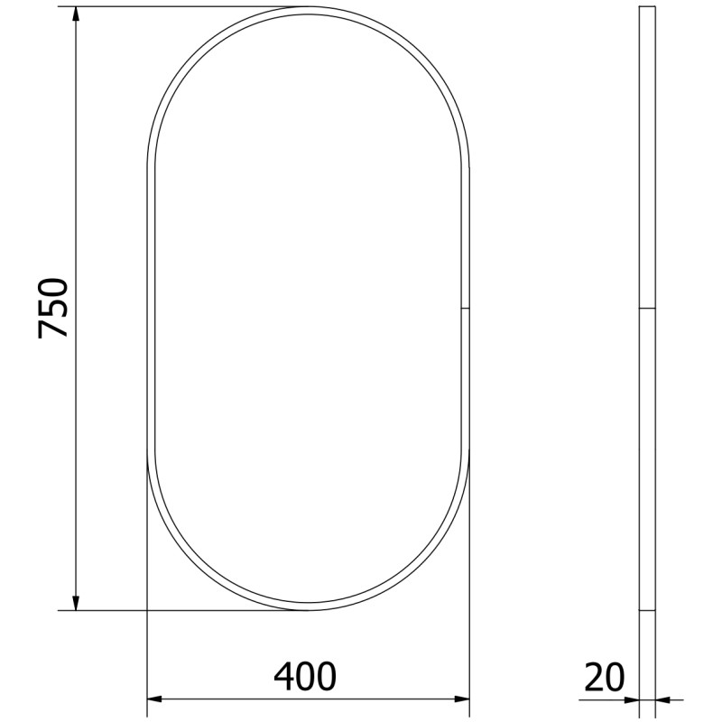 Mexen Loft Miroir de salle de bains ovale 75 x 40 cm, cadre doré brossé - 9851-075-040-000-50