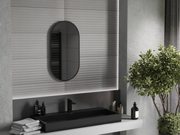 Mexen Loft miroir de salle de bain ovale 75 x 40 cm, cadre noir - 9851-075-040-000-70