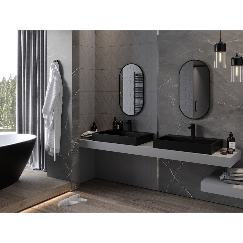 Mexen Loft miroir de salle de bain ovale 75 x 40 cm, cadre noir - 9851-075-040-000-70