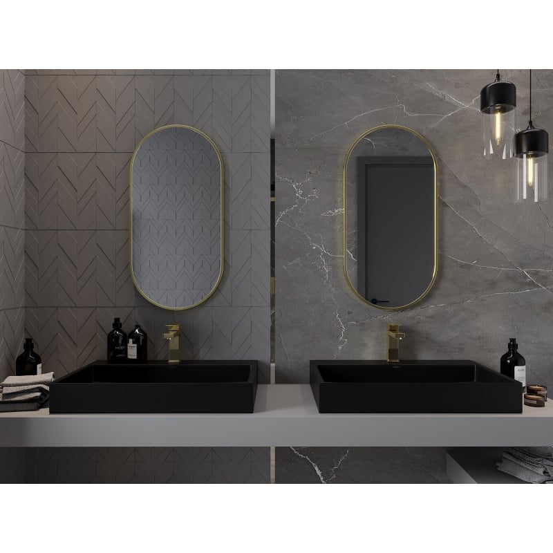 Mexen Loft miroir de salle de bain ovale 80 x 40 cm, cadre doré - 9851-080-040-000-50