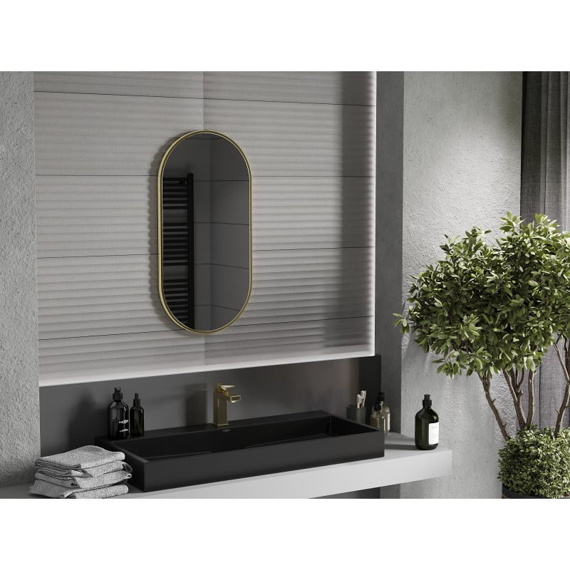 Mexen Loft miroir de salle de bain ovale 80 x 40 cm, cadre doré - 9851-080-040-000-50