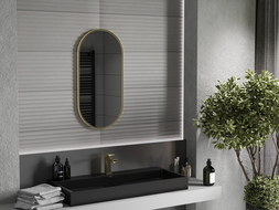 Mexen Loft miroir de salle de bain ovale 80 x 40 cm, cadre doré - 9851-080-040-000-50