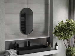 Mexen Loft miroir de salle de bain ovale 80 x 40 cm, cadre noir - 9851-080-040-000-70