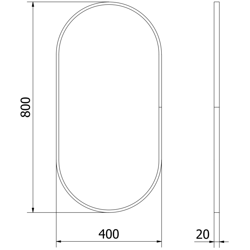 Mexen Loft miroir de salle de bain oval 80 x 40 cm, cadre noir - 9851-080-040-000-70