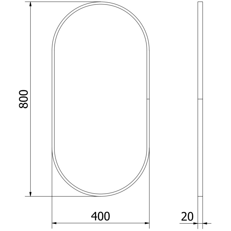 Mexen Loft miroir de salle de bain ovale 80 x 40 cm, cadre noir - 9851-080-040-000-70