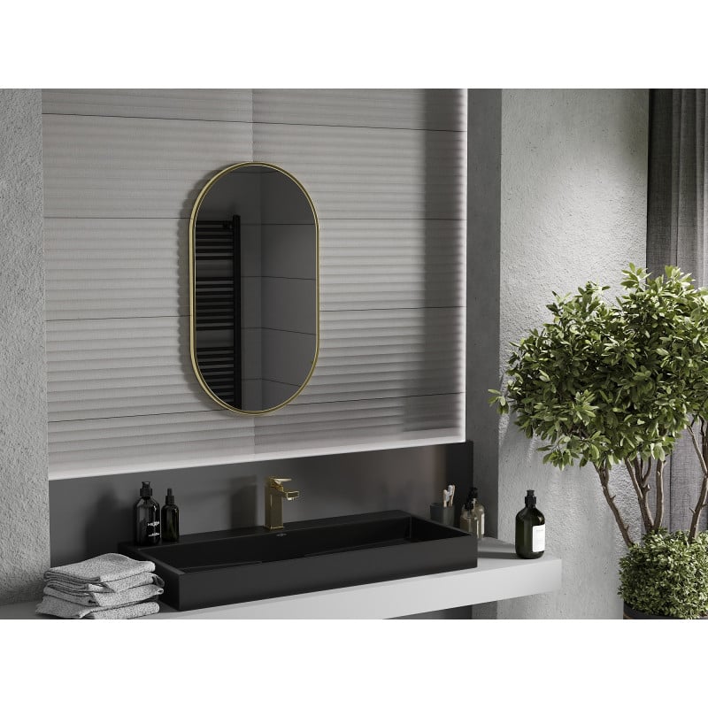 Mexen Loft miroir de salle de bain ovale 80 x 45 cm, cadre doré - 9851-080-045-000-50